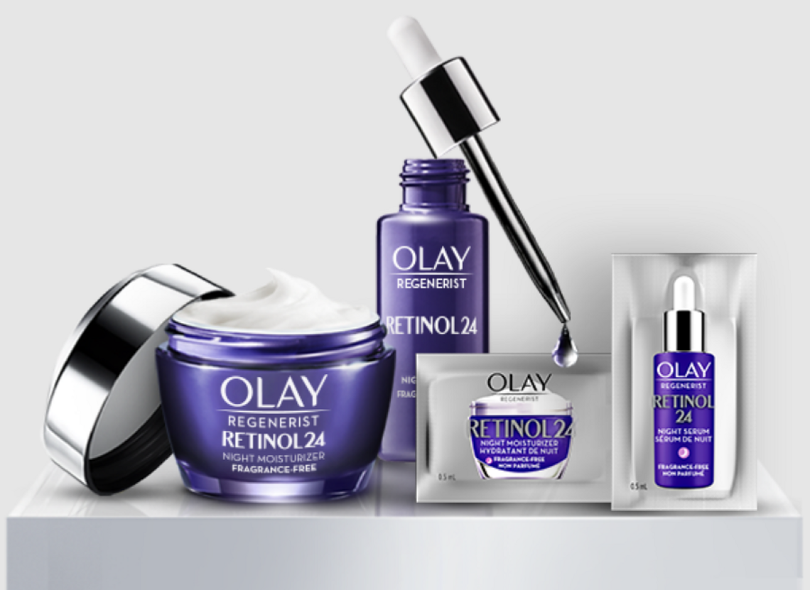 Obtenez un échantillon du sérum et de l'hydratant Olay Retinol24