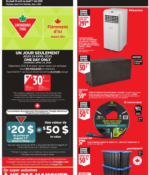 Circulaire Canadian Tire du 24 avril au 1 mai 2025