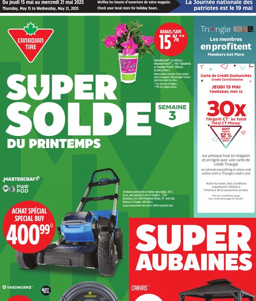 Circulaire Canadian Tire du 15 au 21 mai 2025