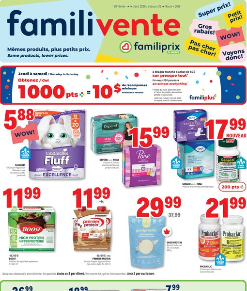 Circulaire Familiprix du 26 février au 4 mars 2026