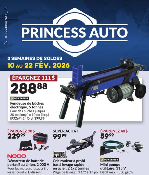Circulaire Princess Auto du 10 au 22 février 2026