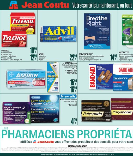 Circulaire Jean Coutu du 26 mars au 1 avril 2026