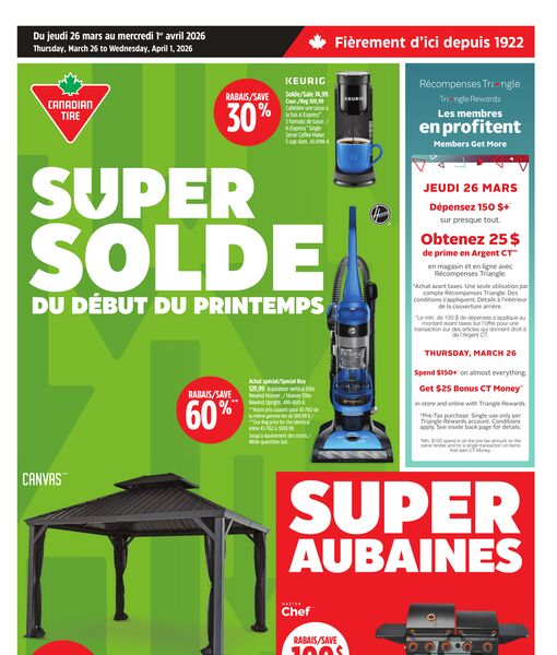Circulaire Canadian Tire du 26 mars au 1 avril 2026