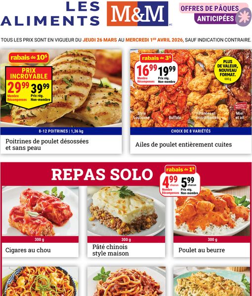 Circulaire Les aliments M&M du 26 mars au 1 avril 2026