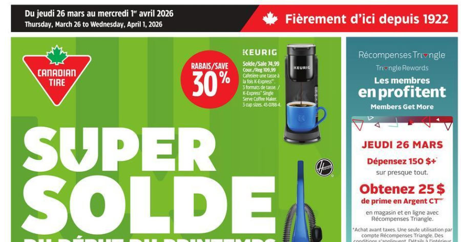 Circulaire Canadian Tire du 26 mars au 1 avril 2026