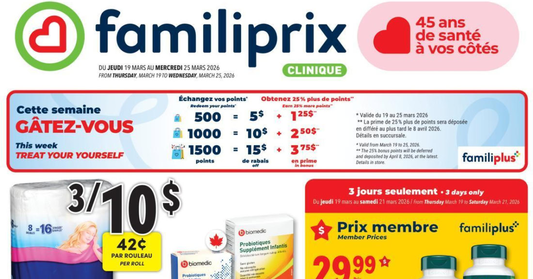 Circulaire Familiprix du 19 au 25 mars 2026