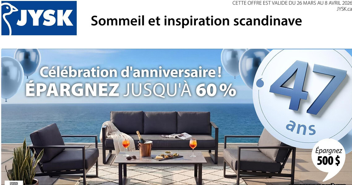 Circulaire JYSK du 26 mars au 8 avril 2026