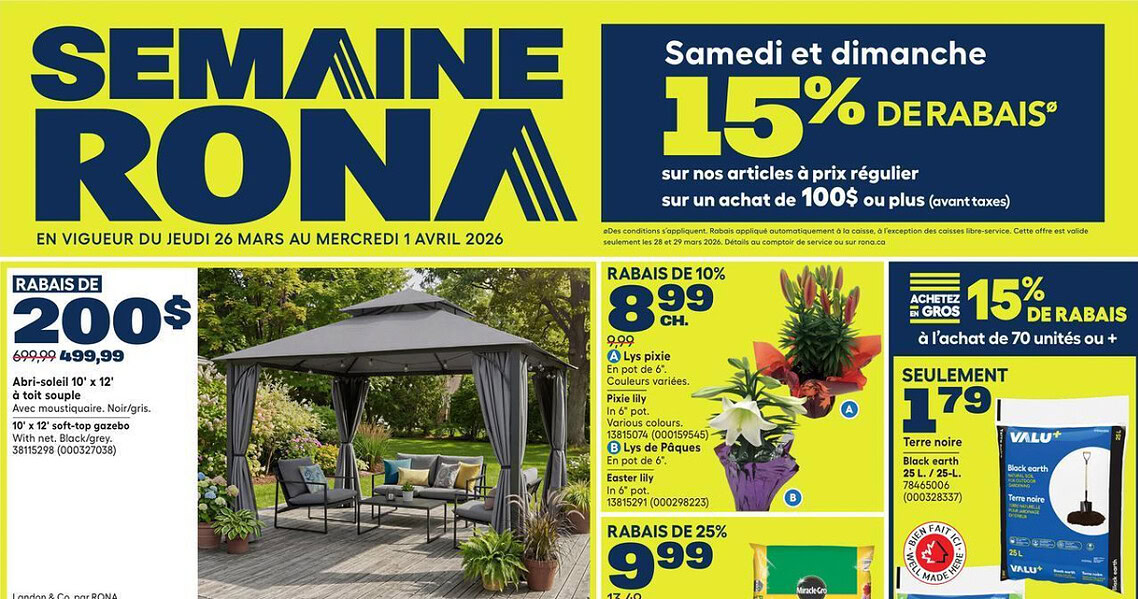 Circulaire RONA du 26 mars au 1 avril 2026