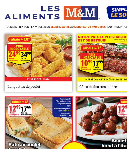 Circulaire Les aliments M&M du 23 au 29 avril 2026