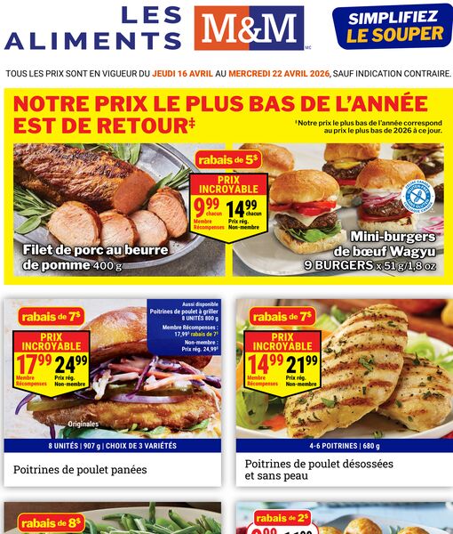 Circulaire Les aliments M&M du 16 au 22 avril 2026