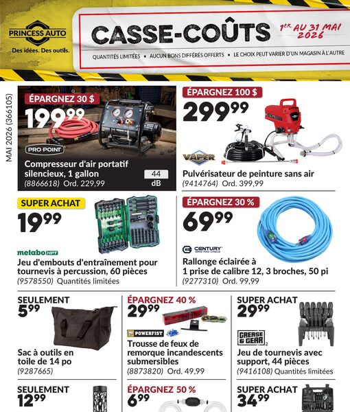 Circulaire Princess Auto du 1 au 31 mai 2026