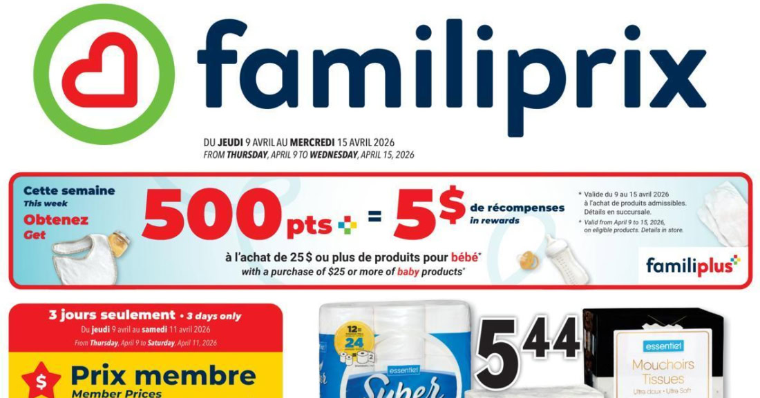 Circulaire Familiprix du 9 au 15 avril 2026