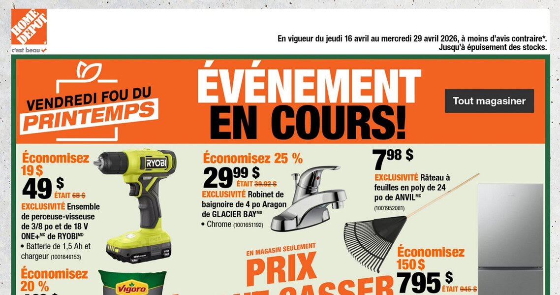Circulaire Home Depot du 16 au 29 avril 2026