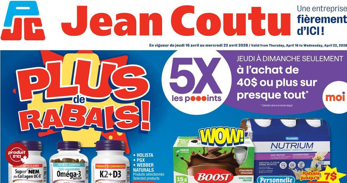Circulaire Jean Coutu du 16 au 22 avril 2026