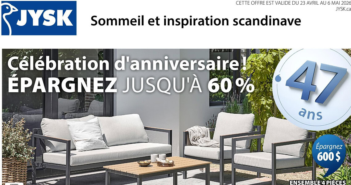Circulaire JYSK du 23 avril au 6 mai 2026