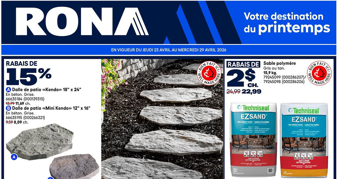 Circulaire RONA du 23 au 29 avril 2026