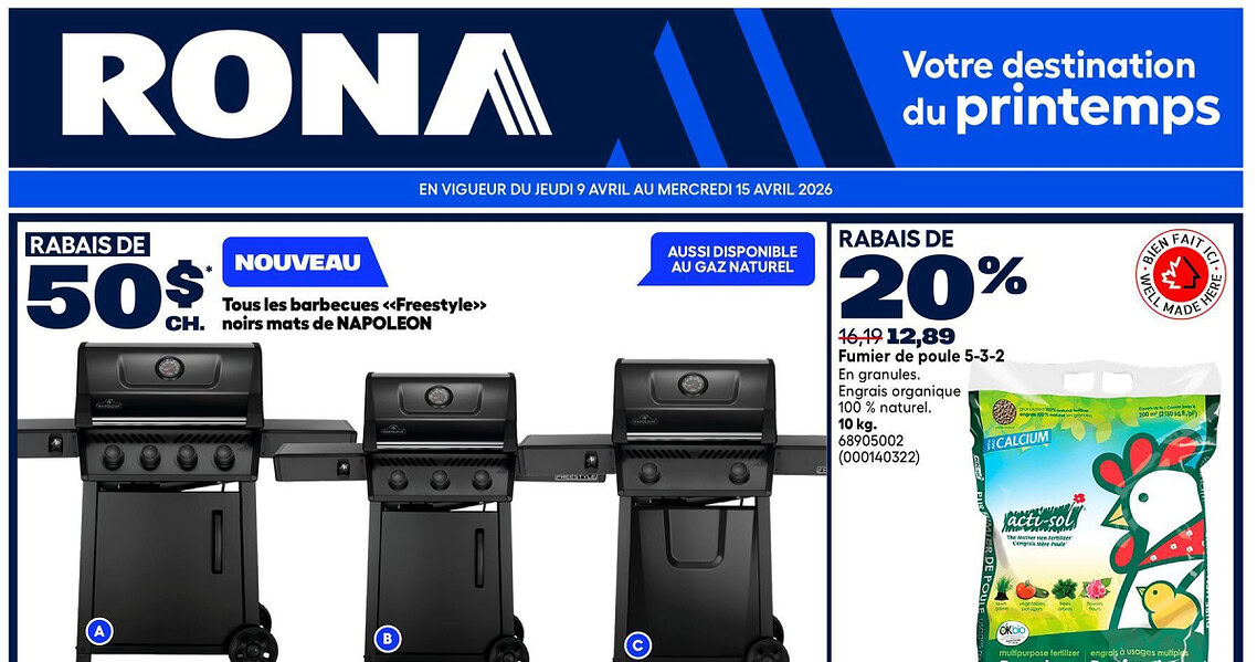 Circulaire RONA du 9 au 15 avril 2026