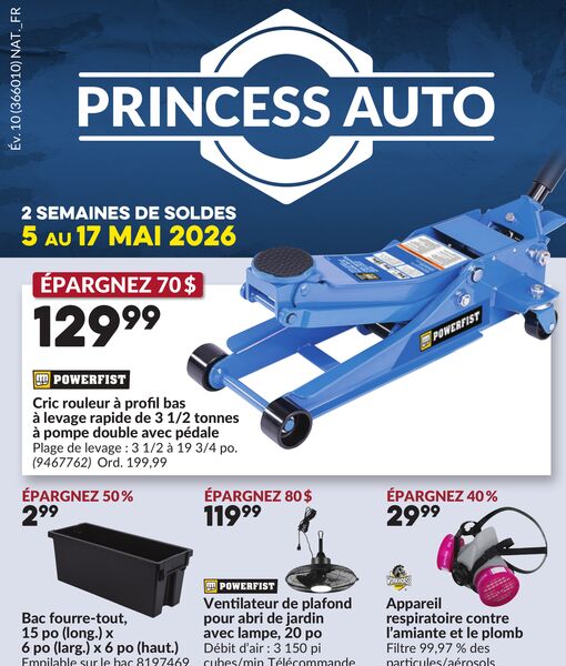Circulaire Princess Auto du 5 au 17 mai 2026