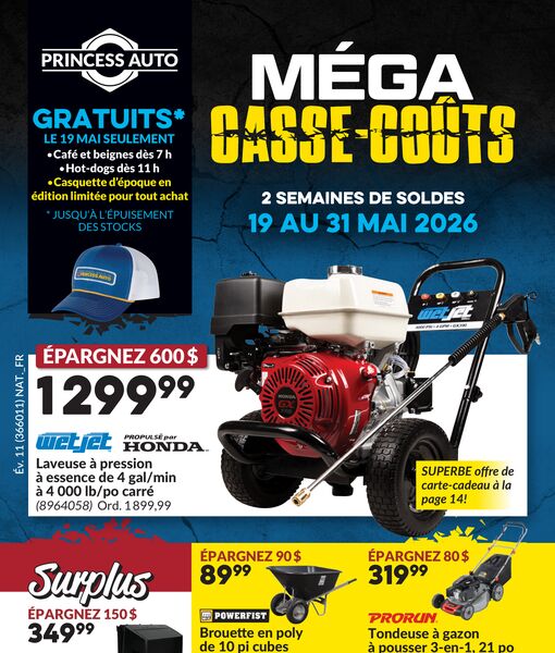 Circulaire Princess Auto du 19 au 31 mai 2026