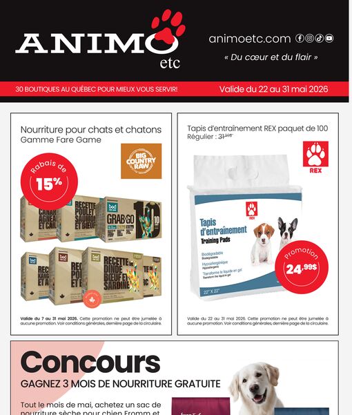 Circulaire Animo Etc. du 22 au 31 mai 2026