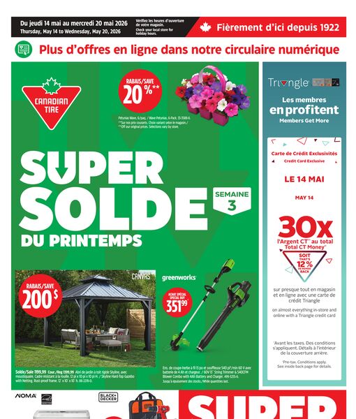 Circulaire Canadian Tire du 14 au 20 mai 2026