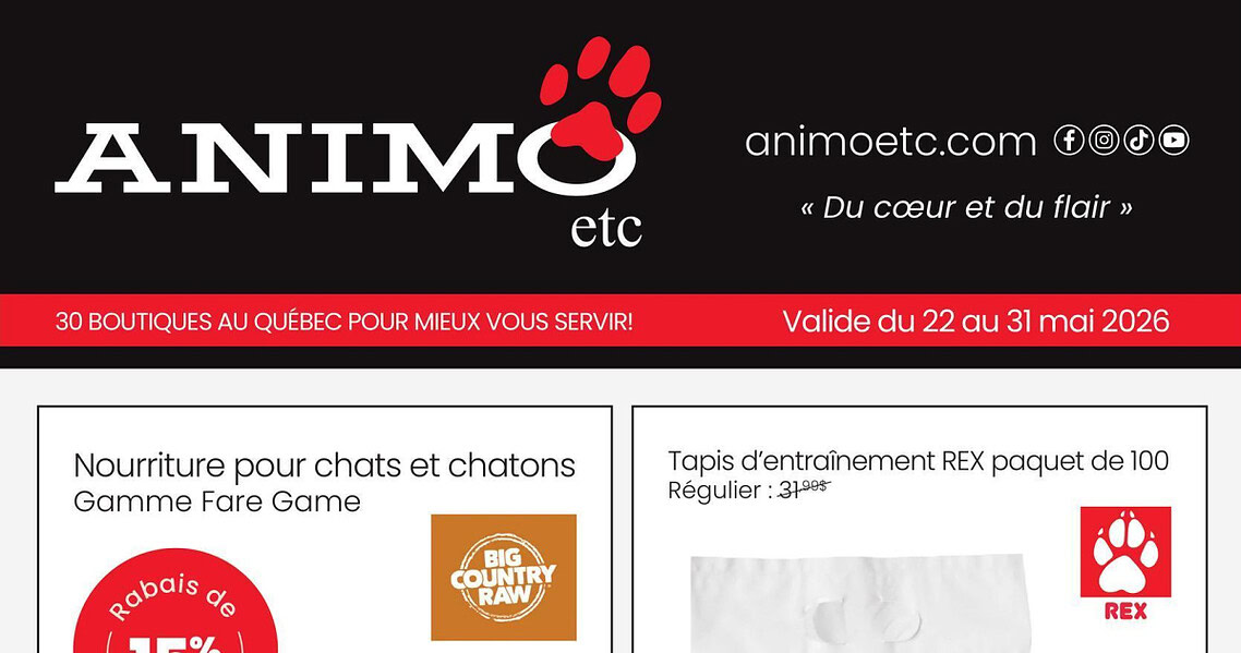 Circulaire Animo Etc. du 22 au 31 mai 2026