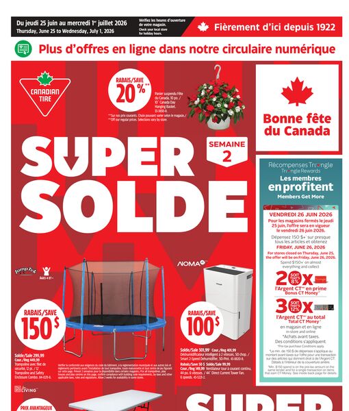 Circulaire Canadian Tire du 25 juin au 1 juillet 2026
