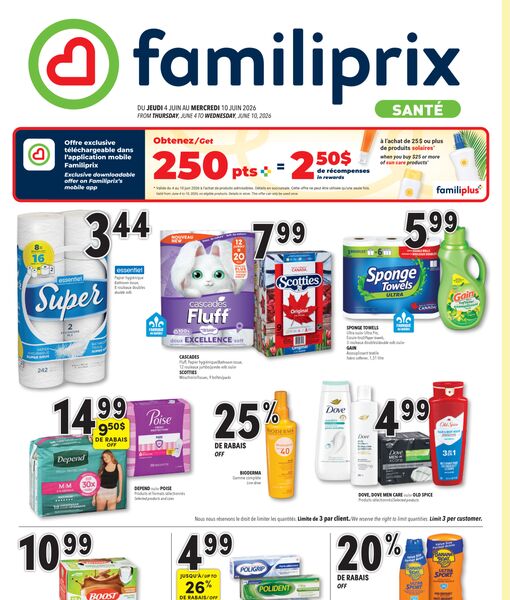 Circulaire Familiprix du 4 au 10 juin 2026
