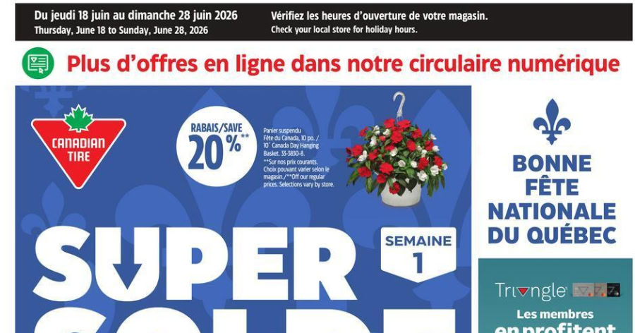Circulaire Canadian Tire du 18 au 28 juin 2026