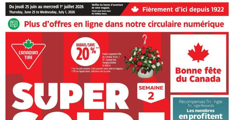 Circulaire Canadian Tire du 25 juin au 1 juillet 2026