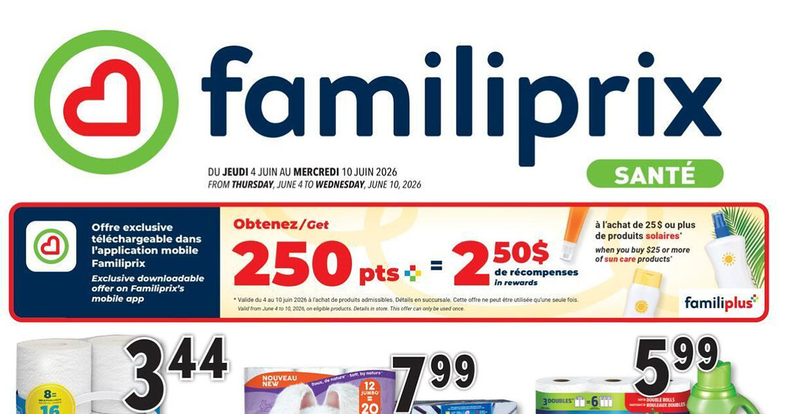Circulaire Familiprix du 4 au 10 juin 2026