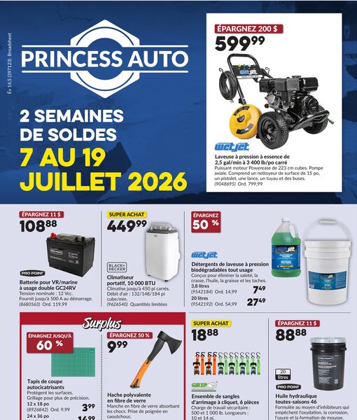 Circulaire Princess Auto du 7 au 19 juillet 2026