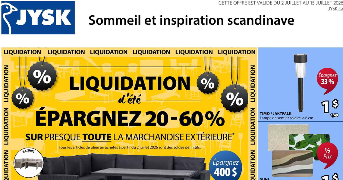 Circulaire JYSK du 2 au 15 juillet 2026