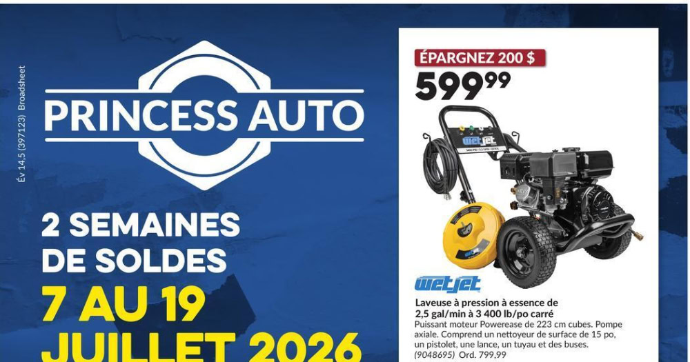 Circulaire Princess Auto du 7 au 19 juillet 2026