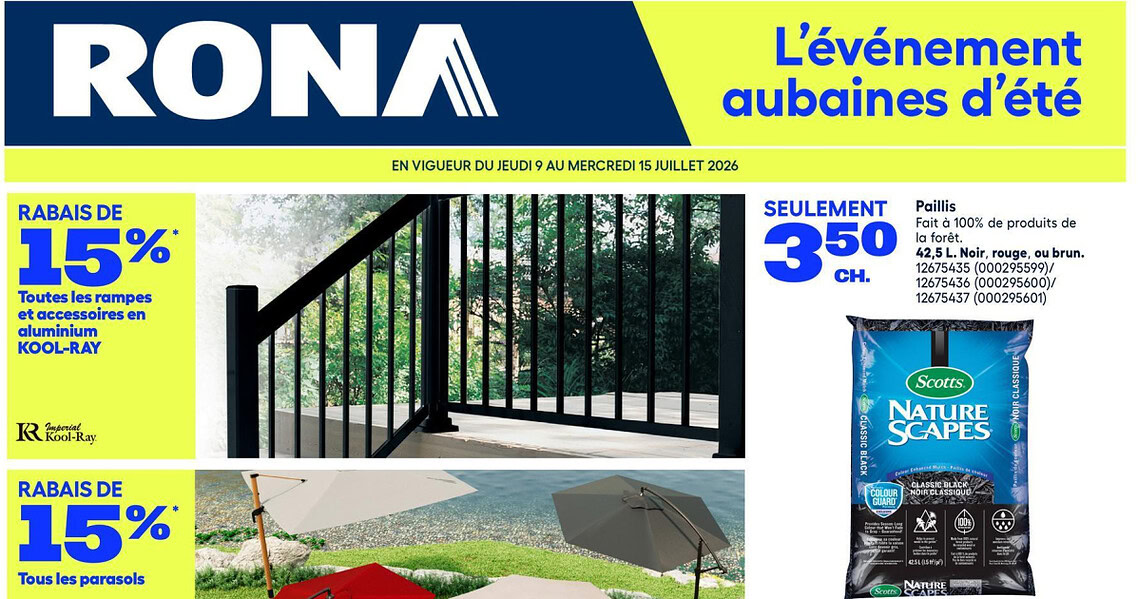 Circulaire RONA du 9 au 15 juillet 2026