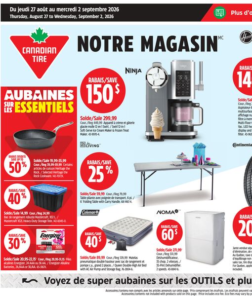 Circulaire Canadian Tire du 27 août au 2 septembre 2026