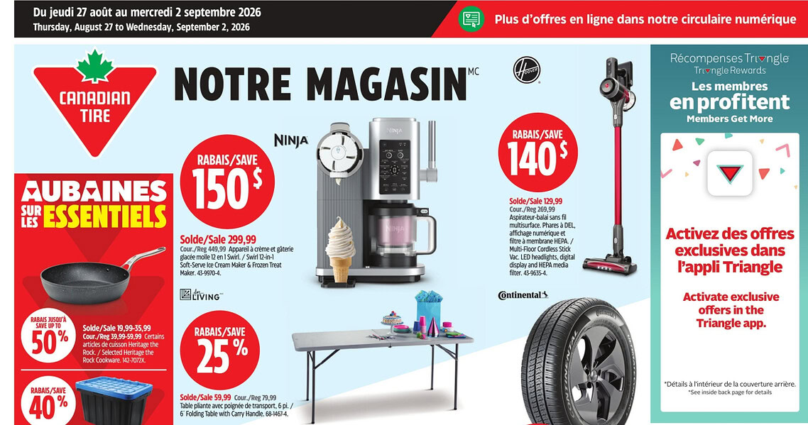 Circulaire Canadian Tire du 27 août au 2 septembre 2026