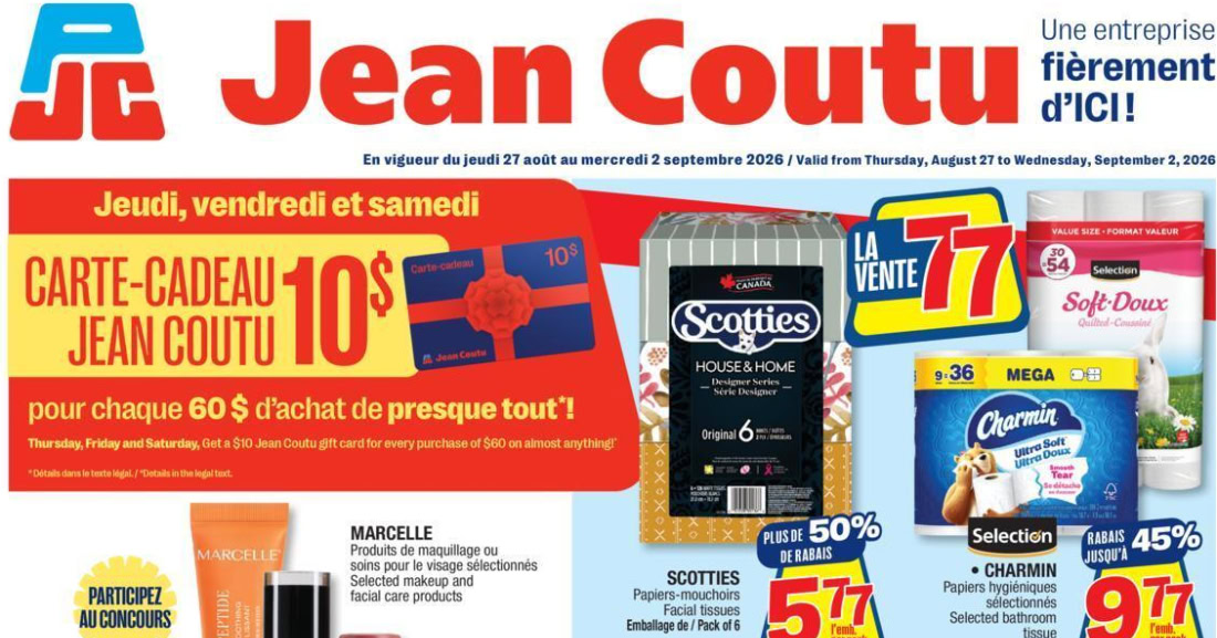 Circulaire Jean Coutu du 27 août au 2 septembre 2026