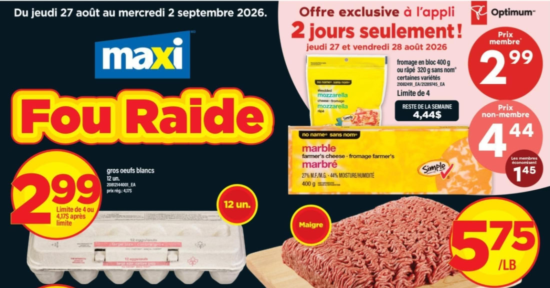 Circulaire Maxi du 27 août au 2 septembre 2026