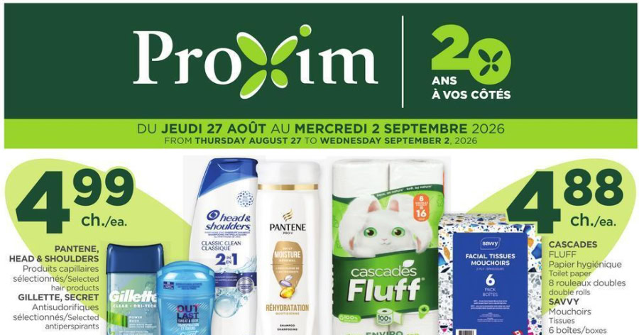 Circulaire Proxim du 27 août au 2 septembre 2026
