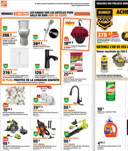Circulaire Home Depot du 10 au 23 septembre 2026