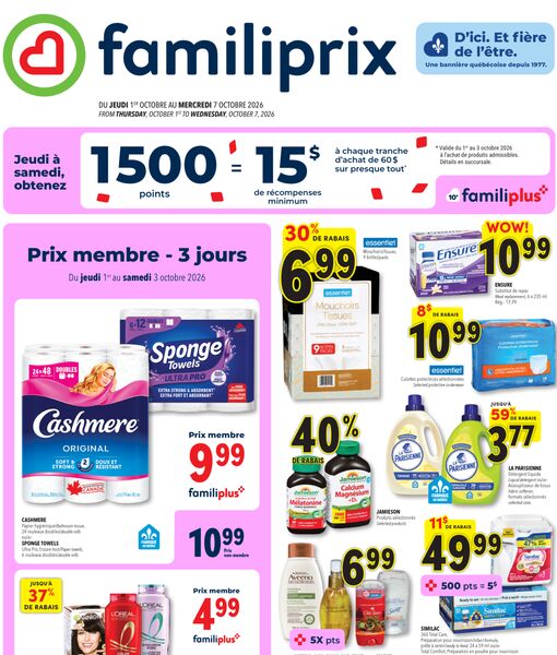 Circulaire Familiprix du 1 au 7 octobre 2026
