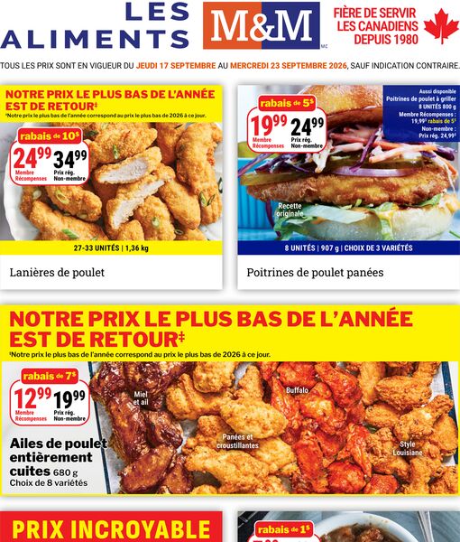 Circulaire Les aliments M&M du 17 au 23 septembre 2026