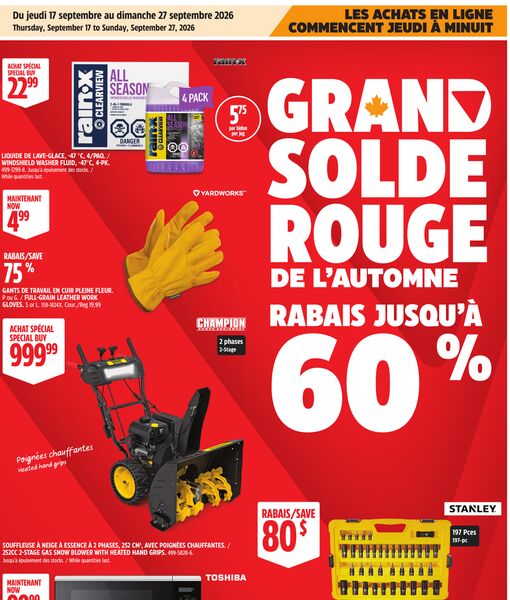 Circulaire Canadian Tire du 17 au 27 septembre 2026