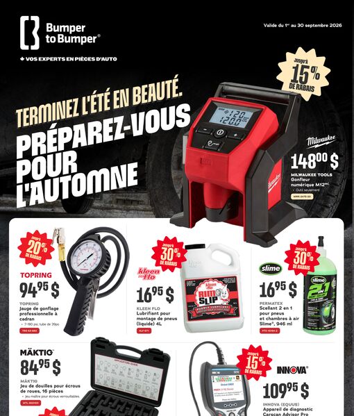 Circulaire Bumper to Bumper du 1 au 30 septembre 2026