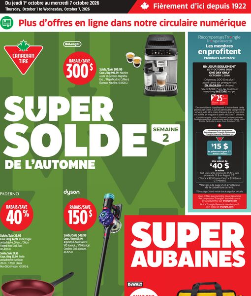 Circulaire Canadian Tire du 1 au 7 octobre 2026