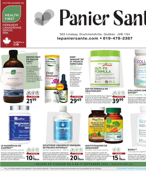 Circulaire Panier Santé du 4 au 19 septembre 2026
