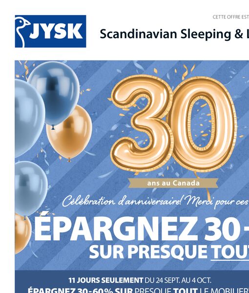 Circulaire JYSK du 24 septembre au 7 octobre 2026