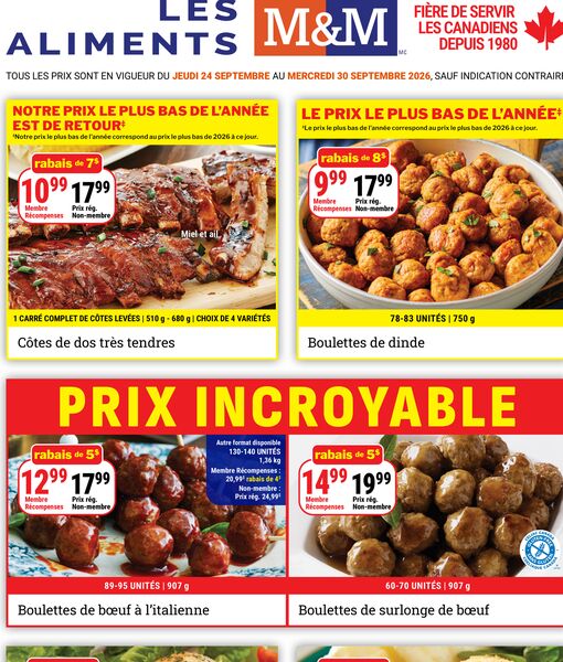 Circulaire Les aliments M&M du 24 au 30 septembre 2026