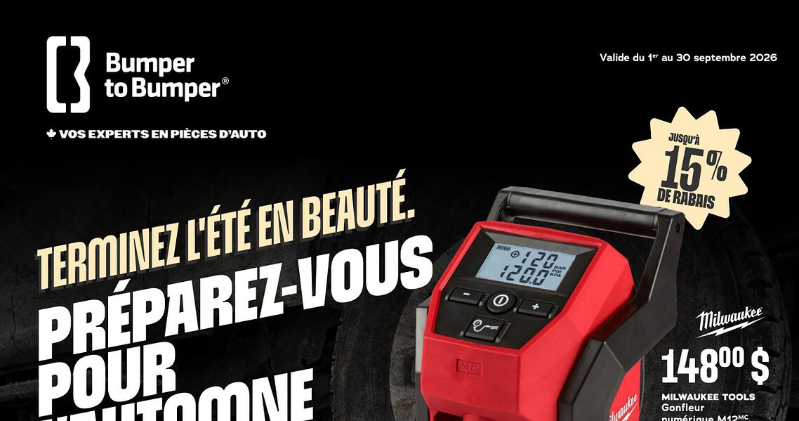 Circulaire Bumper to Bumper du 1 au 30 septembre 2026